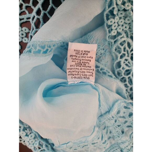 Johnny Was  3/4 sleeve flowy boho crochet embroidered  cupra  Rayon tunic size s - Picture 8 of 9